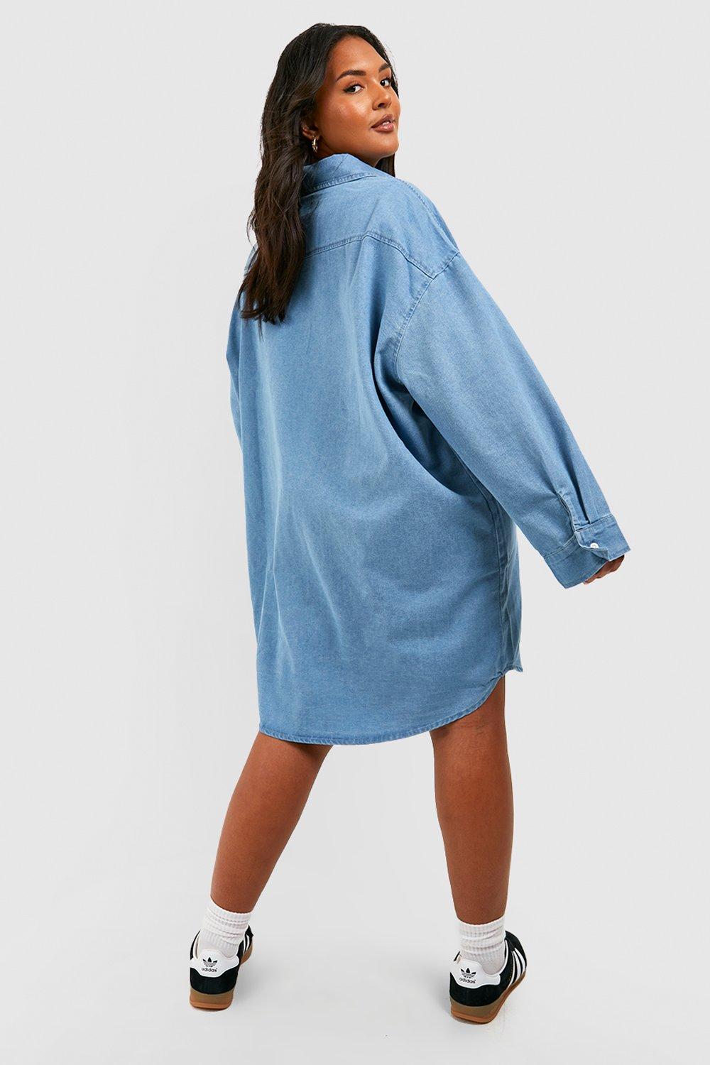 Boohoo denim best sale shirt dress